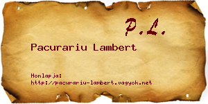 Pacurariu Lambert névjegykártya